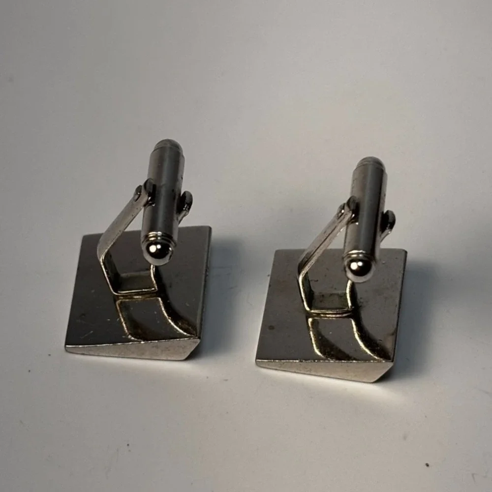 Vintage‎ Cuff Links Silver Tone Art Deco Decor